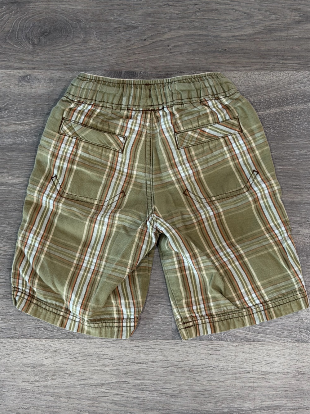 Hanna Andersson Plaid Pull-On Shorts Olive Green White Size 90 US 3T - Picture 3 of 5